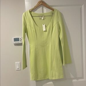 Anthropologie Lime Green Long Sleeve Dress